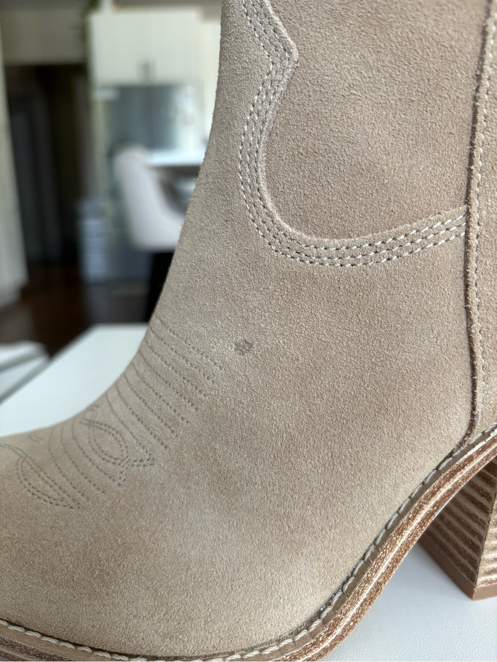 Steve Madden Sally Sand Suede Western Heeled Boot - Picture 6 of 8